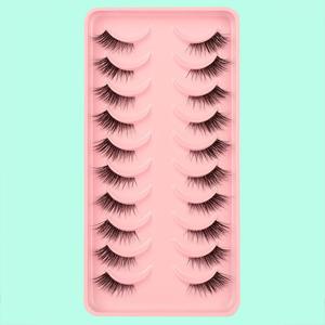 10 Pairs Half Cut False Eyelashes, Natural Fluffy Curly Cat Eye Lashes for Women & Girls, Lightweight Lash Extensions for Daily Makeup, Lash Extension Kit for Women, Eye Cosmetic Kit, Cluster Eyelashes Extensions, Eyelash Extension Kit for Daily and Party
