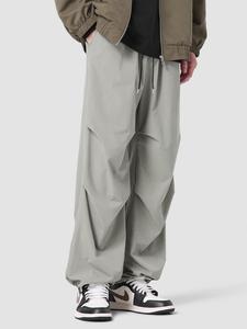Men's Solid Color Drawstring Waist Pants, Loose Casual Fashion Pants for Daily Outdoor Wear, Men's Trousers for Fall & Winter