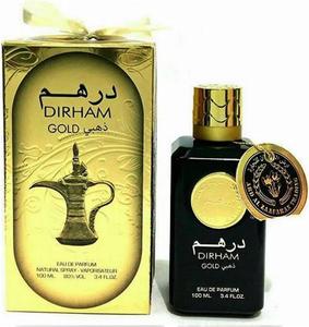 Dirham Gold Perfume - Arabic Luxury Long Lasting Fragrance - Aromatic, Woody, Warm Spicy - Unsiex, Men, Women 100 ml Eau De Parfume