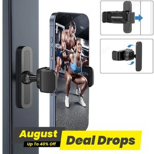 Portable Magnetic Phone Holder, Durable 360 Degree Adjustable Magnetic Mobile Phone Holder Attach To Metal Surface, Fitness Workout Equipment Installation Accessories for Home Gym, Kitchen Appliances Accessories, Universal Smartphone Holder