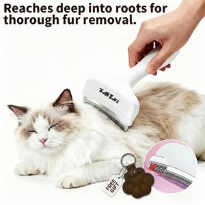 TUFFYUKI Pet Fur Remover Brush for Dogs & Cats - V-shaped Dense Bristles for Deep Undercoat Grooming Reduces Shedding 95% Suitable for Long & Short Hair Groomer Tools