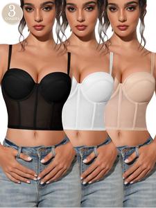 Women's Solid Color Underwire Lace Bra, Comfortable Breathable Push Up Bra, Women's Lingerie for All Seasons