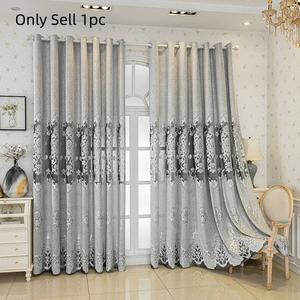 Modern European Floral Pattern Window Curtain, Minimalist Luxury Hollow Out Drapes, Decorative Curtains for Balcony Bedroom Living Room
