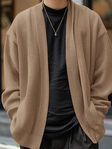 Men Winter Open Front Long Sleeve Knitted Sweater Casual Loose Tops Cardigan Jumper