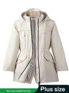 Women's Lightweight Waterproof Long Hooded Trench Coat, Lined Breathable Windbreaker Travel Jacket for Spring & Fall