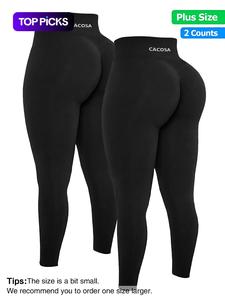 【Plus Size】 Letter Print High Waist Sports Leggings, Casual Comfy Breathable Quick Drying Skinny Pants for Yoga Gym Workout, Women's Sport & Outdoor Clothing for All Seasons