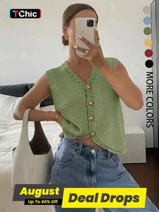 Women's Plain Button Front Cardigan, Casual Basic Minimalist Fitted Crochet Knitting Cardigan for Summer, Fashion Women's Sleeveless Knitwear for Daily Wear, Womenswear