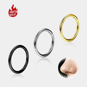 Titanium Hypoallergenic Nose Hoop Ring Hinged Segment Helix Cartiliage Earrings Nose Retainer 20G
