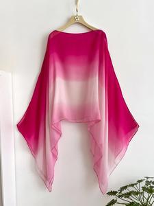 Women's Ombre Pink Print Viscose Shawl Wrap, Casual Versatile Pastel Wrap Scarf for All Seasons, Fashion Chic Accessories for Women & Girls