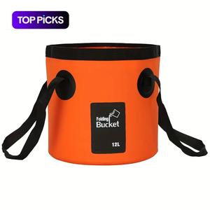 Portable Folding Water Bucket, 12L Water Storage Bag with Straps, Multifunctional Water Storage Bag for Outdoor Camping Hiking
