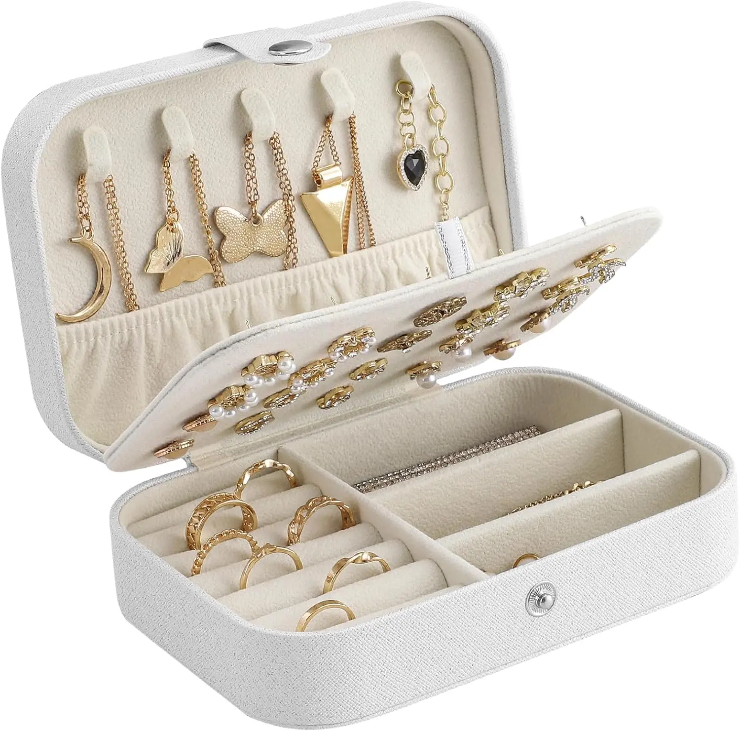 Jewellery Box Small Travel Jewelry Organiser Storage Case for Necklace Rings Bracelets Earrings Premium Faux PU Leather Jewellery Gift Box for Girls Women