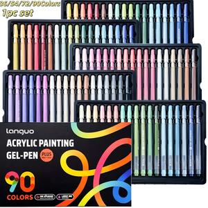 Languo Gel Pens Set, Acrylic Painting Pens, 36/54/72/90 Colors, 1.00mm Tip, Large Ink Capacity, Fast-Drying, Smooth Flow, Ideal for Art, Notes, DIY, Coloring Books