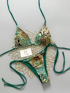 2026 Sexy Vintage Leopard Print Pattern Bikini 2 Pieces Set For Women Tie Back Bikinis