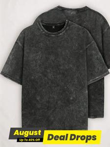 Men's Retro Style Washed Distressed Crew Neck Tee, Regular Fit Casual Comfy Short Sleeve Round Neck T-shirt for Summer, Fashion Men's Top for Daily Wear, Menswear, Casual Tee Tops, Tshirt