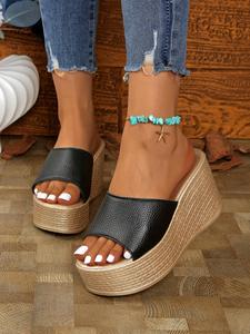 Women's Fashionable Solid Color Wedge Sandals, Casual Comfortable Platform Sandals for Beach, Fashion Shoes for Party, Daily Clothing Decor