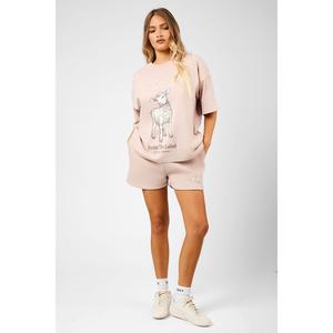 Kaiia Script Logo Mini Sweat Shorts Champagne & Crème