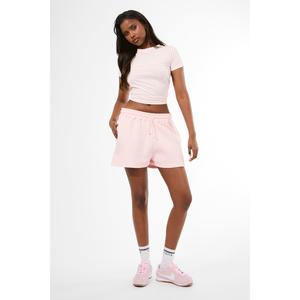 Kaiia Studio Embossed Script Logo Oversized Shorts Strawberry Pink