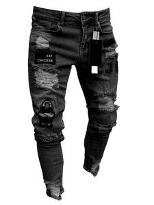 Men's Ripped Pocket Design Denim Jeans, Regular Fit Casual Fashion Streetwear Cowboy Denim Pants for Daily Wear, Men's Trousers for All Seasons, Cotton