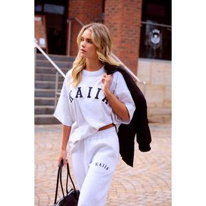 Kaiia Oversized T-shirt Light Grey Marl & Navy