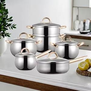 Stainless Steel Cookware Set, 11pcs/set Including Stockpot with Steamer, Milk Pot, Fry Pan, Kitchen Cookware Set for Home Use