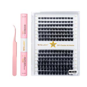 Individual False Eyelashes with Bond & Seal & Tweezer, 1 Set Natural Look Eyelash Extensions, Self Grafting Curl Eyelashes, Eye Makeup Accessories, Cosmetic Eyelash Extension, DIY Cluster Lashes, DIY Lash Kit, Wispy Eyelash Clusters, Volume Focused Lashes