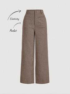 Women's Wide Leg Pants Set, Business Casual Long Trousers with Front Pockets, Professional Autumn/winter Clothing, Lady
