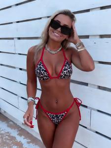New Drawstring Leopard Bikini Set, Perfect for Beach Parties, Sexy Vacation Style