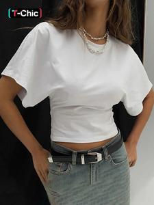Women's Solid Color Round Neck Tee, Casual Short Sleeve T-shirt for Summer, Women's Top for Daily Wear