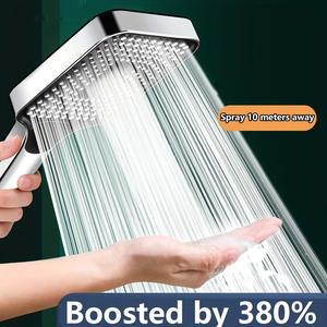 Large area shower spray silver head with 3 adjustable modes, Pressure Boosted Shower, high-quality high-pressure water-saving flow shower faucet, nozzle, bathroom accessories