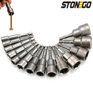 STONEGO Socket Wrench Set, 6-19mm Electric Tool Quick Replacement Electric Socket Adapter, Power Tool Accessories for Electric Drill, Heavy Duty