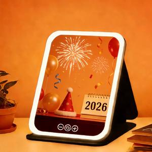 LED Lighted Vanity Makeup Mirror, Portable Foldable Rechargeable, Adjustable Compact Mirror for Women, Makeup Mirror With Lights, Travel, Desk, Office, Portable Folding Mirror