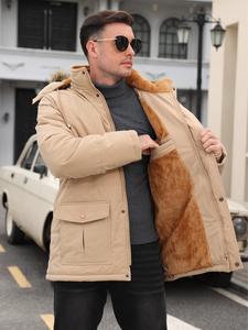 UMIPUBO Mens Winter Coat Warm Water-repellent Fleece Lined Ski Jacket Thermal Outdoor Windproof Parka with Detachable Hood