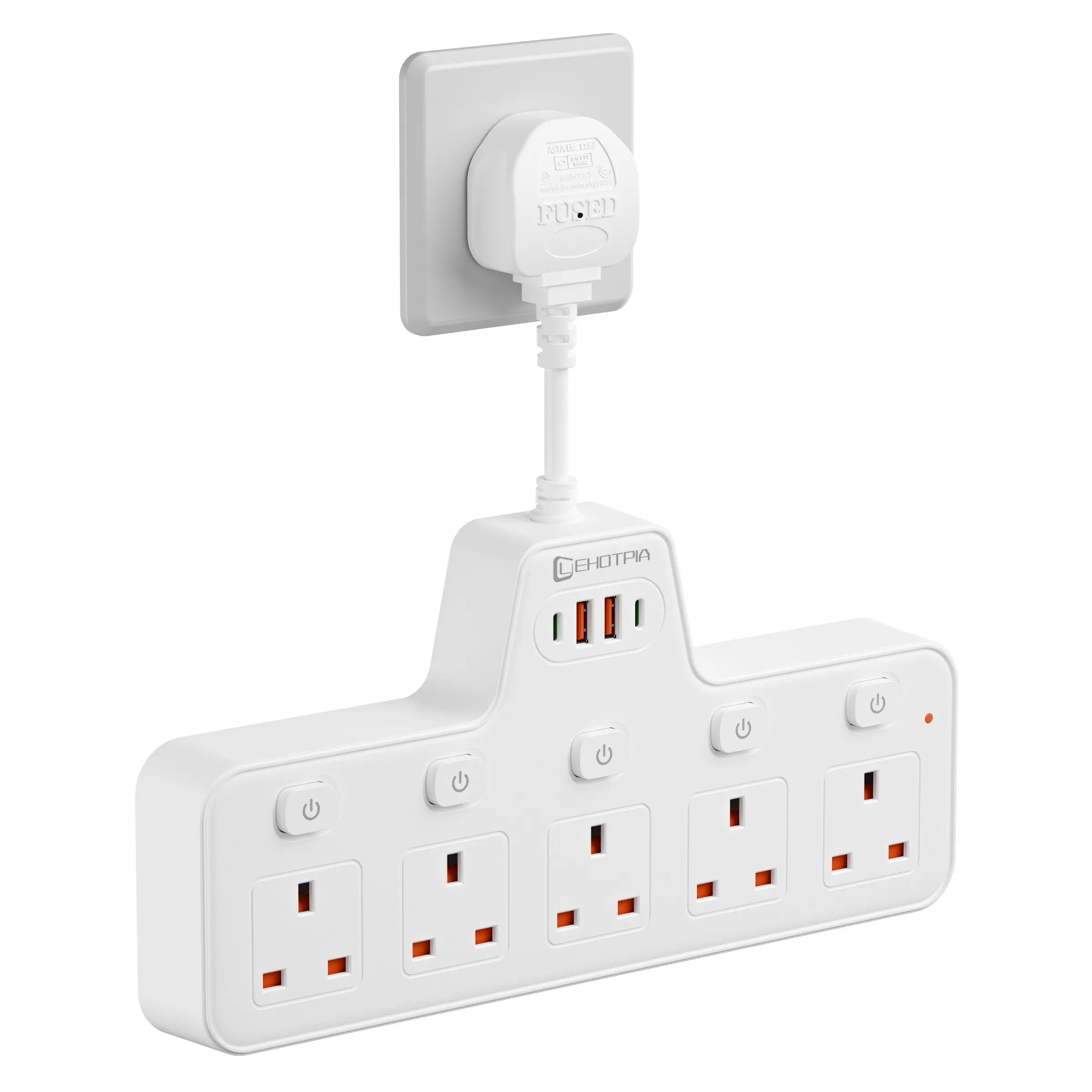 British Plug Wall Mounted Extension Socket usb ports socket 5ac 2usb ...