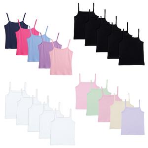 Girls 5 Pack Cami Vests Underwear Sleeveless Kids 100% Cotton Size 4-13 Years