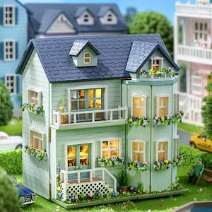 DIY Miniature House Kit, Miniature Set, House Building Kit with LED Light, Indoor Playhouse, Doll House, Creative Birthday and Holiday Gift Options