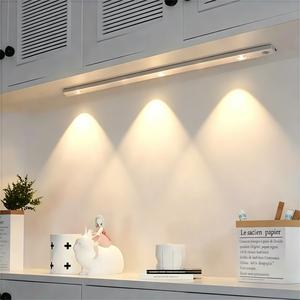 Father's Day Gift Motion-Sensor Under Cabinet LED Lights for Bedroom, USB Rechargeable Magnetic Night Light with 3-color Temperature, Portable Dimmable LED Wall Sconce for Home Kitchen Stair Closet Wardrobe, Ambient Light for Gift, Room Lights for Bedroom