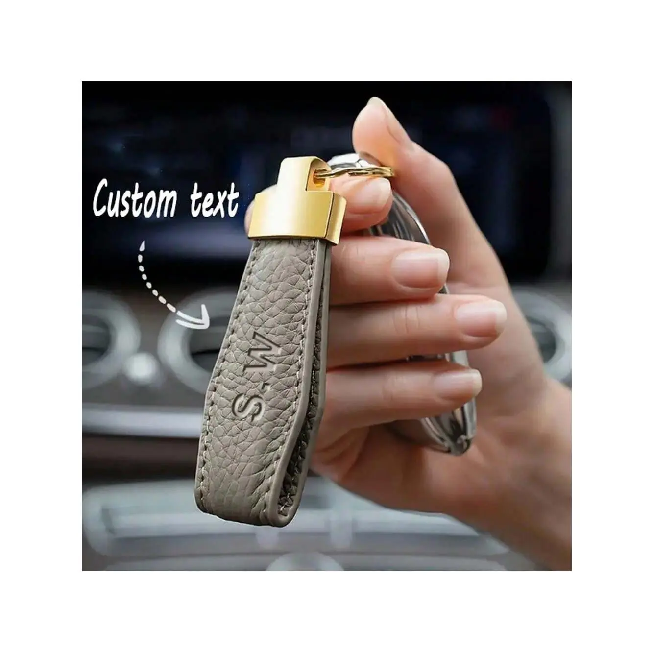 1pc Customized Text Fashion Leather Car Key Chain