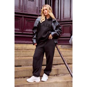 Kaiia Logo Cuffed Joggers Black On Black