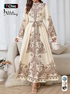 Women's Paisley Print Dress, Elegant Fashion Casual Long Dress for Daily Outdoor Wear, Women Dress for Spring Fall