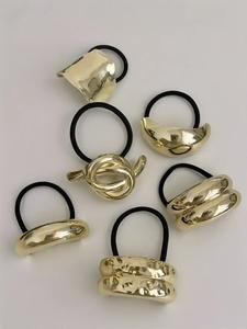 Women's Elegant Metal Decor Hair Ties, Versatile Ponytail Hair Accessories Set for Women & Girls, Minimalist Braid Headwear Suitable for Thick Hair, Elastic Hair Accessory