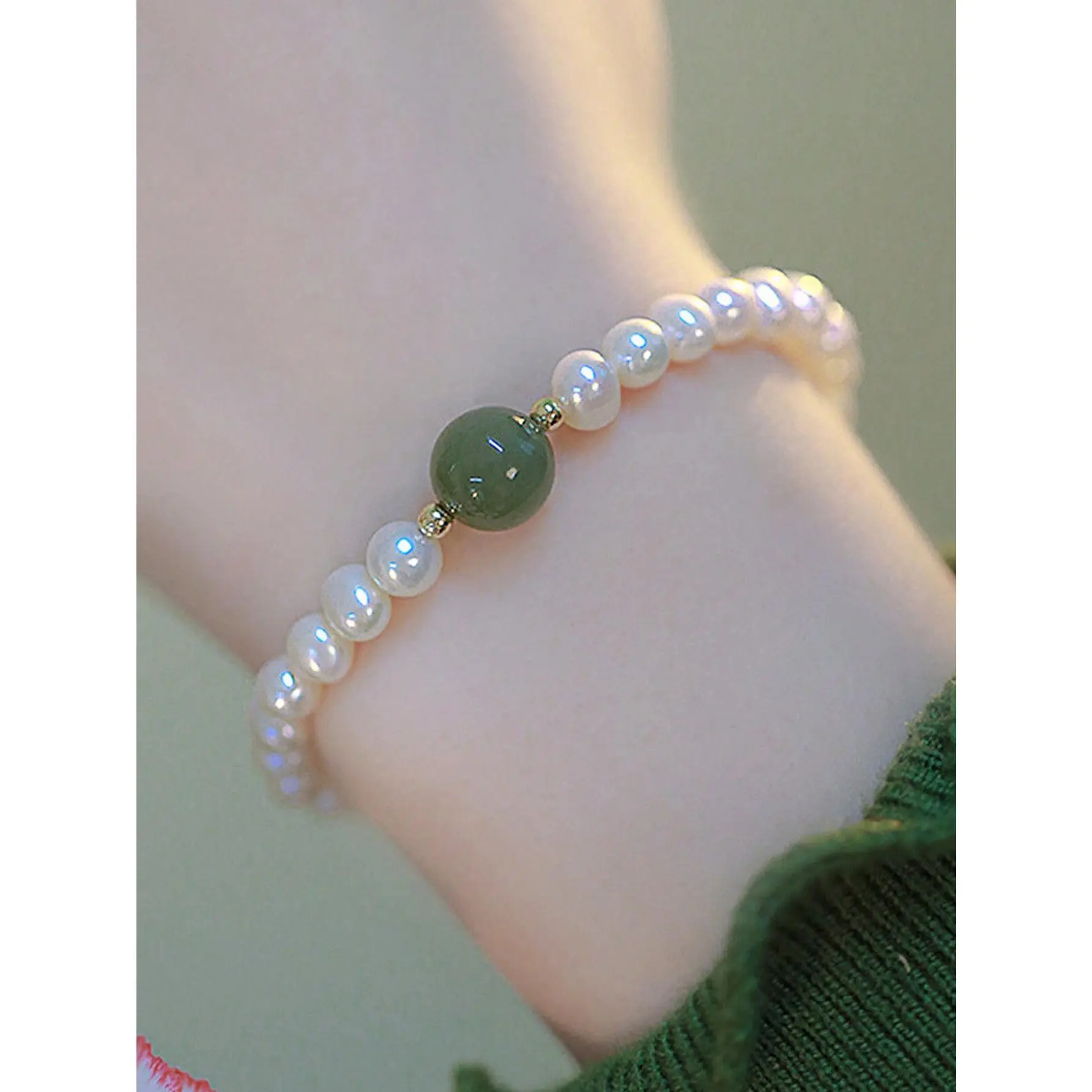 Chinese Style Vintage Bracelet For Women, Hetian Jade & Pearl Beaded Bracelet For Blessing, Chinese Countryside Style Hanfu Jewelry Gift