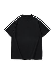 Men's Striped Trim Side Seam Short Sleeve Tee, Loose Casual Comfy Round Neck T-shirt for Summer, Fashion Men's Top for Daily Wear, Tropical