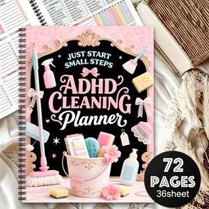 ADHD Cleaning Planner (Spiral Bound) Color-Coded Cleaning Schedule, Daily/Weekly/Monthly/Yearly Planner, Chore Checklist, Productivity Planner and Cleaning Log for Home, Office, Housewives, and Moms, Durable Cover Design, Task Management, Essential for