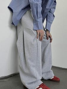 Men's Solid Drawstring Waist Sweatpants, Casual Pocket Design Pants for Fall & Winter, Deconstruction Design Pleated Long Pant for Men,Men's Loose Trousers for Daily Wear, Work Trousers,Men's Slacks Pants