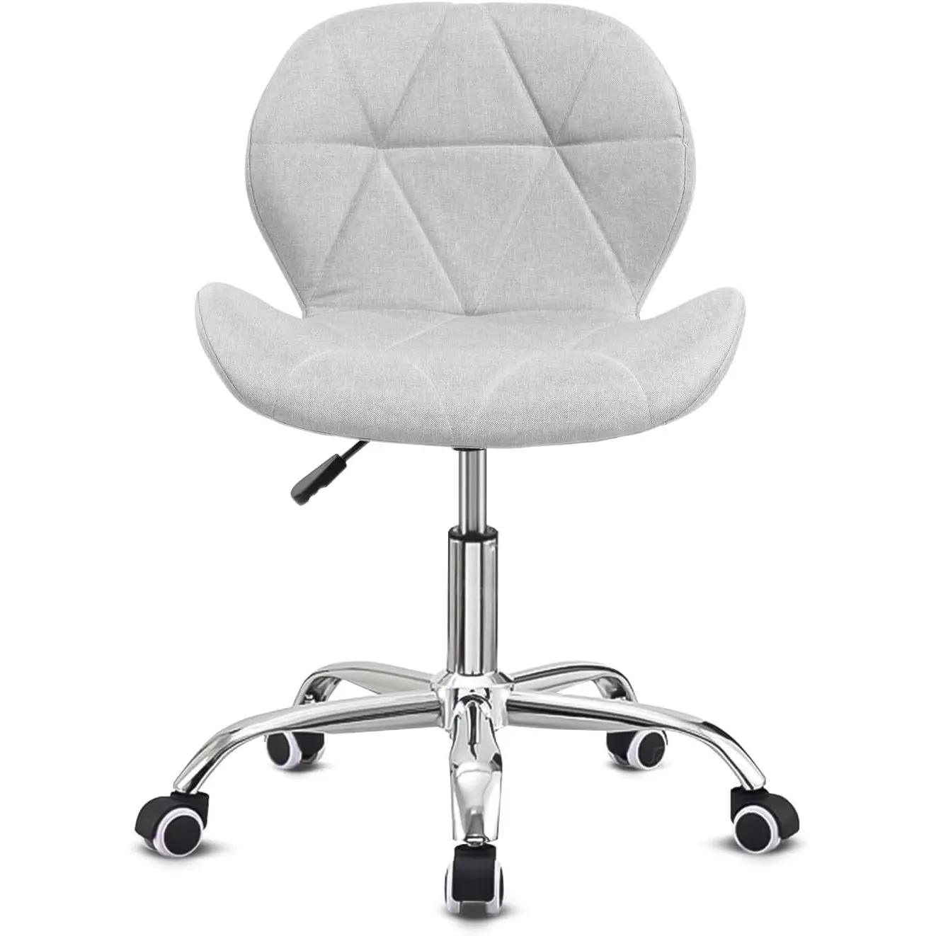 Modern Swivel Office Chair, Height Adjustable Padded Armless Desk Chair with Wheels for Home Office (Fabric, Light Grey)
