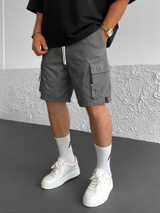 Men's Solid Flap Pocket Cargo Shorts, Regular Fit Casual Comfy Breathable Drawstring Waist Shorts for Summer, Men's Bottoms for Daily Wear, Fashion Pocket Shorts