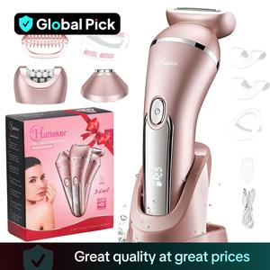 Hatteker 3 in 1 Women's Electric Shaver, Electric Hair Shaver for Arms Legs Body Hair Trimming, USB Charging Gentle Hair Trimmer with Replacement Heads