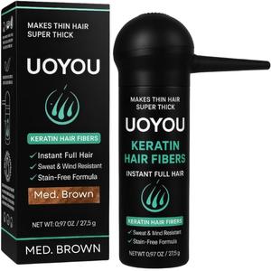 UOYOU Hair Fibres for Thinning Hair 27.5g Bottle with Applicator | Natural Keratin Hair Fibers Concealer for Hair for Men and Women | Hair Fibres Powder Haircare