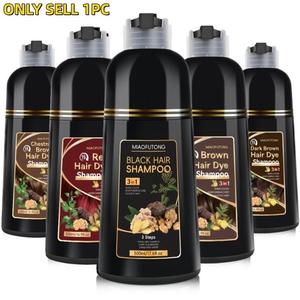 500ml 7-in-1 Hair Color Shampoo｜Family Size｜Colors, Cleanses & Nourishes in One Step｜Gentle Herbal Formula for Shine & Vibrant-Looking Hair｜5 Shades: Black, Brown, Dark Brown, Chestnut Brown, Red
