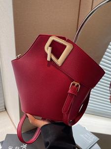 Women's Fashionable Plain Color Handbag (1 Piece), Casual Pu Leather Zipper Handbag with Bag Strap for Daily Used, Casual Commuter Bag, Trendy Versatile High-quality Daily Commuting Bag, Girl Fashionable Shopping Bag, Fashion Crossbody Handbag